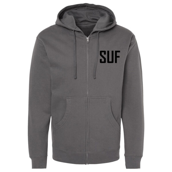 STRAIGHT UP FITNESS CIRCLE LOGO - UNISEX ZIPPER HOODIE - CHARCOAL - CPD84Y Thumbnail