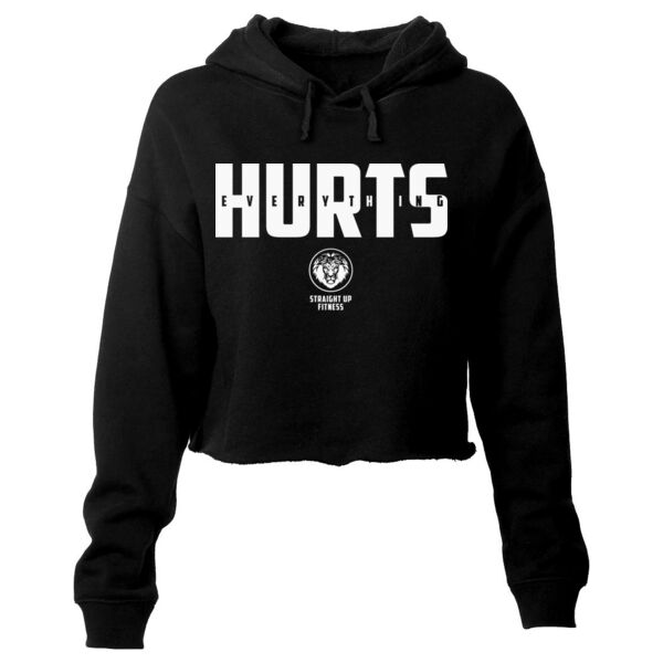 STRAIGHT UP FITNESS - EVERYTHING HURTS - WOMEN'S CROPPED HOODIE - BLACK - $3BSYT1$ Thumbnail